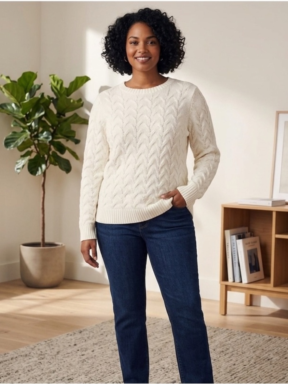 Lands End Drifter Cream Sweater